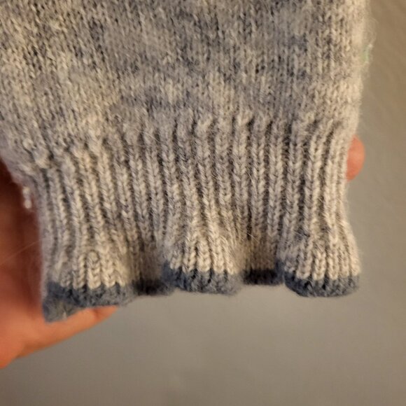 Vtg Colonial Concepts New Zealand Lambswool Angora Gray Print Cardigan Size Med - Picture 8 of 11